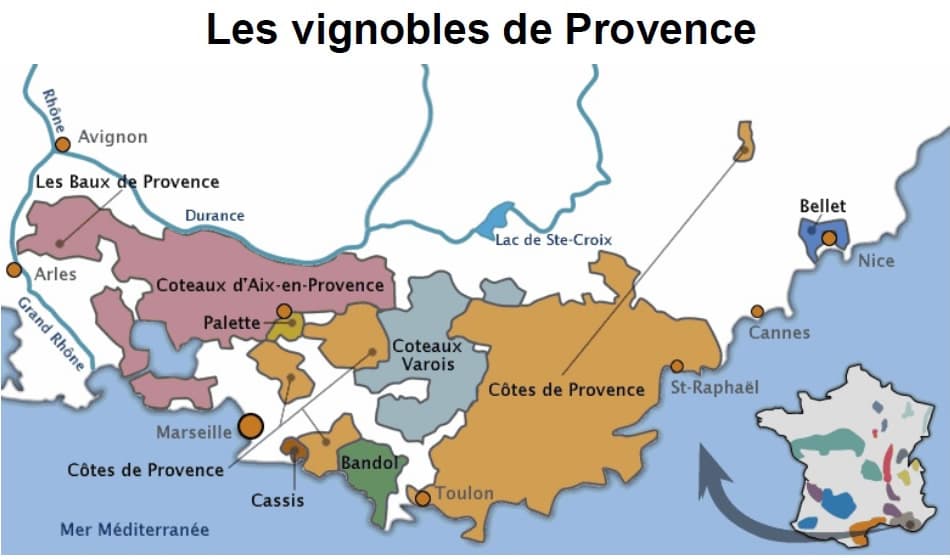Carte vignobles Provence - Vin de Provence à Ouistreham (Caen la mer) dans le Calvados