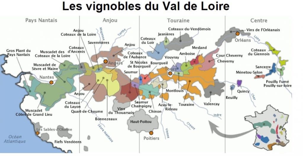 Carte Appellation Vin du Val de Loire et Centre