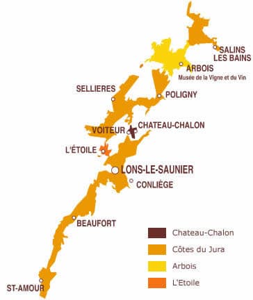 carte vignoble Jura - Vin du Jura à Ouistreham (Caen la Mer) dans le Calvados