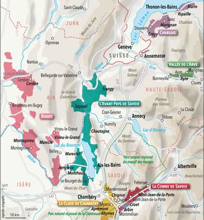 carte vignoble de Savoie - Vin de Savoie à Ouistreham (Caen la Mer) dans le Calvados