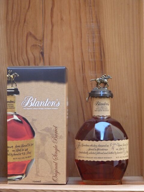 Bouteille Vide Blanton's Whisky Avec Bouchon Cheval De Course - Réplique Déco